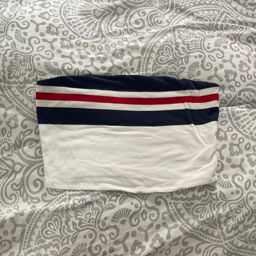 Blue white and red tube top